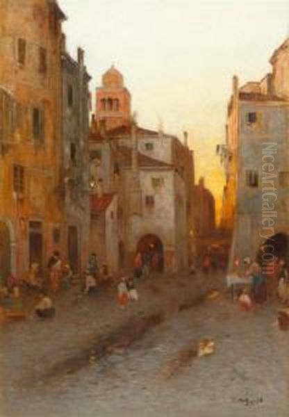 Street In Constantinople. Oil Painting by Wilhelm von Gegerfelt