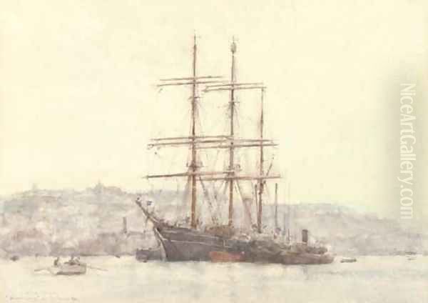 The famous Discovery lying at Falmouth Oil Painting by Henry Scott Tuke