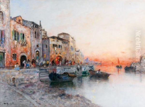 Vue De Venise Au Soleil Couchant Oil Painting by Wilhelm von Gegerfelt