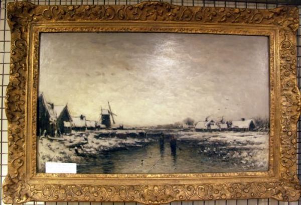 Vinterlandskap Med Kvarnar. Oil Painting by Wilhelm von Gegerfelt