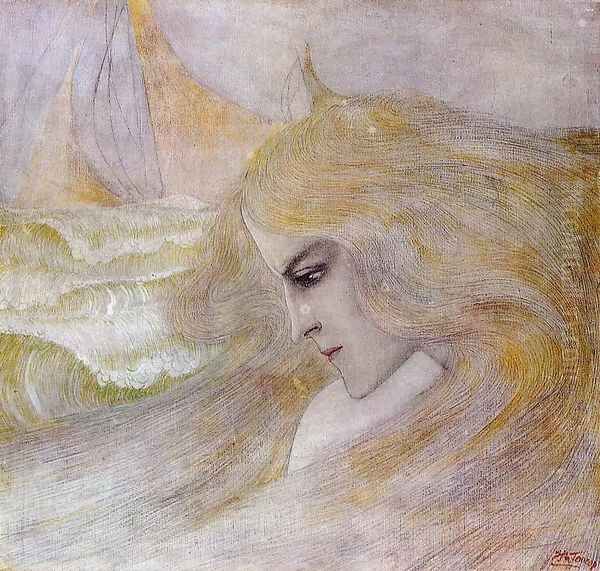 Oceanide Oil Painting by Jan Toorop