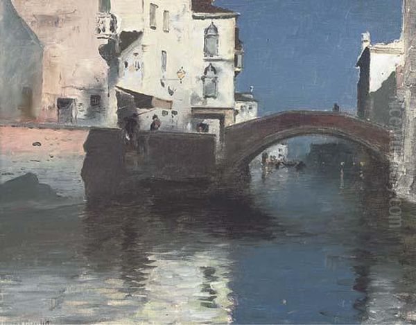 A Venetian Backwater At Dusk Oil Painting by Wilhelm von Gegerfelt