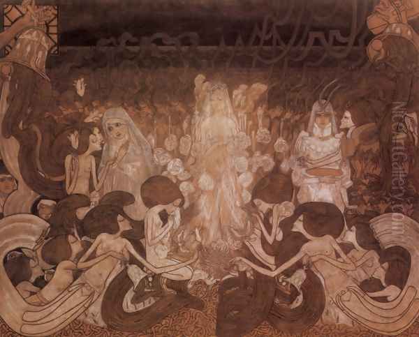 The Three Fiancees Oil Painting by Jan Toorop