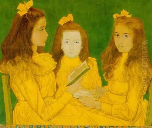 The three girls Volker van Waverveen Oil Painting by Jan Toorop