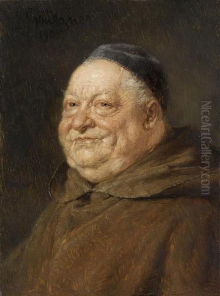 Portrait Of Amonk Oil Painting by Eduard Von Grutzner