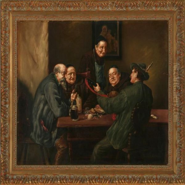 Monksare Drinking Beers Oil Painting by Eduard Von Grutzner