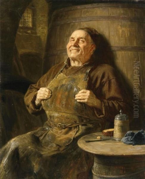 Monch Bei Der Brotzeit Oil Painting by Eduard Von Grutzner