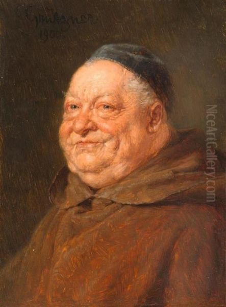 Portrait Of A Monk Oil Painting by Eduard Von Grutzner