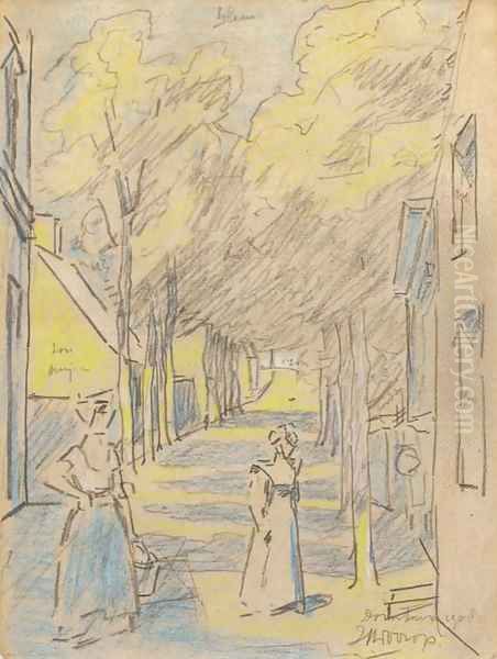 Village street, Domburg Oil Painting by Jan Toorop