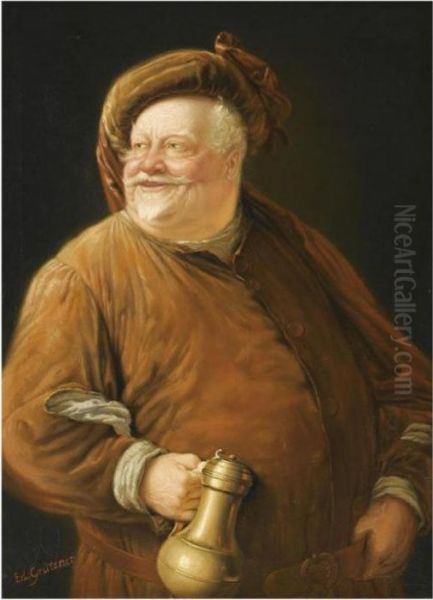 Falstaff Oil Painting by Eduard Von Grutzner