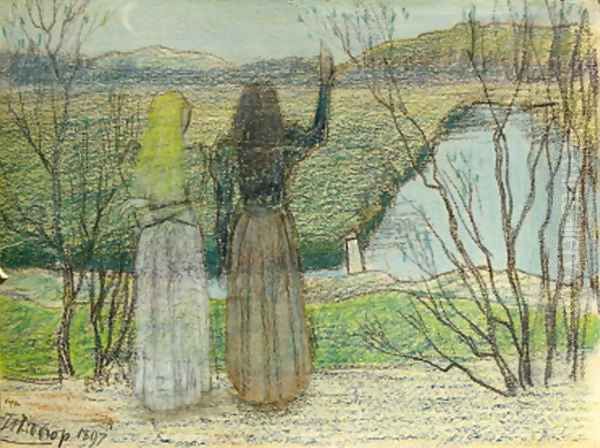 Avondstemming Oil Painting by Jan Toorop