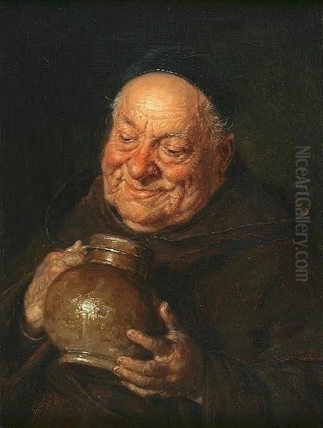 Portrait Of A Monk Oil Painting by Eduard Von Grutzner