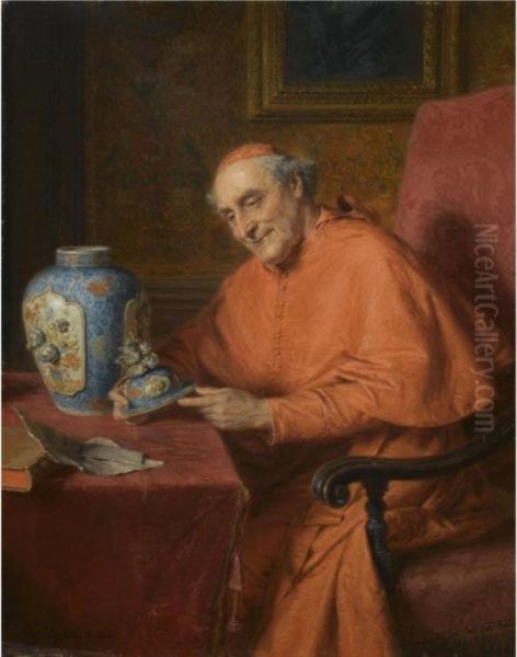 Kardinal Als Kunstliebhaber (the Connoisseur) Oil Painting by Eduard Von Grutzner