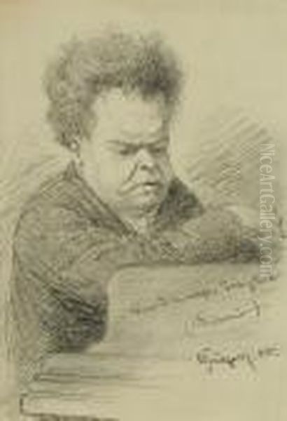 Karikatur Des Pianisten Frederic
 Lamond Oil Painting by Eduard Von Grutzner