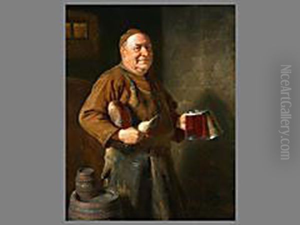 Monch Auf Dem Weg Zur Brotzeit Oil Painting by Eduard Von Grutzner