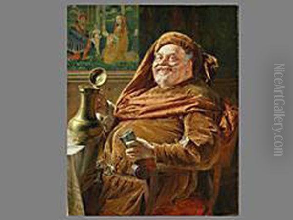 Falstaff Mit Grosser Weinkanne Und Becher Oil Painting by Eduard Von Grutzner