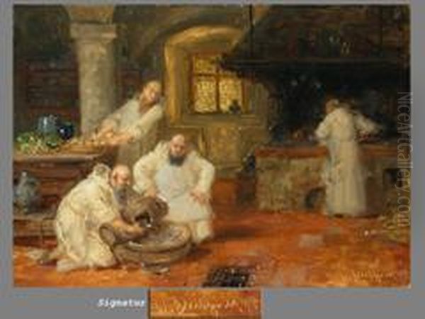 Bei Der Kuchenarbeit Oil Painting by Eduard Von Grutzner