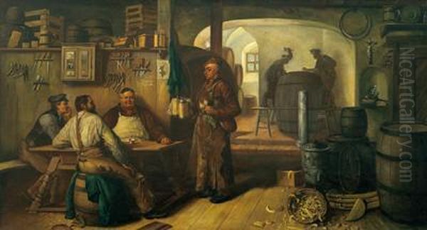 Circle The Abbey Tavern Oil Painting by Eduard Von Grutzner