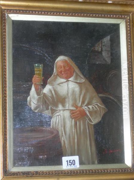 Amonk In A Bierkeller Oil Painting by Eduard Von Grutzner