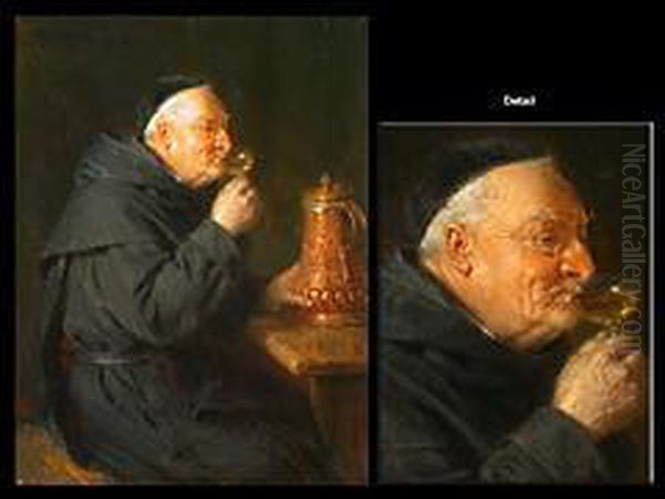 Ein Edler Tropfen Oil Painting by Eduard Von Grutzner