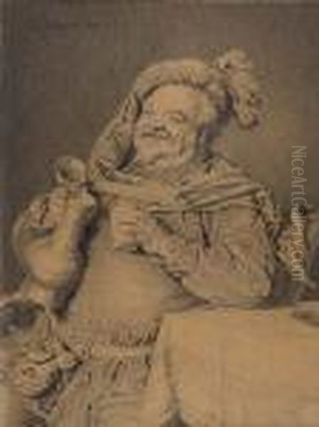 Seated Man With A Tankard And Drinking Cup Oil Painting by Eduard Von Grutzner