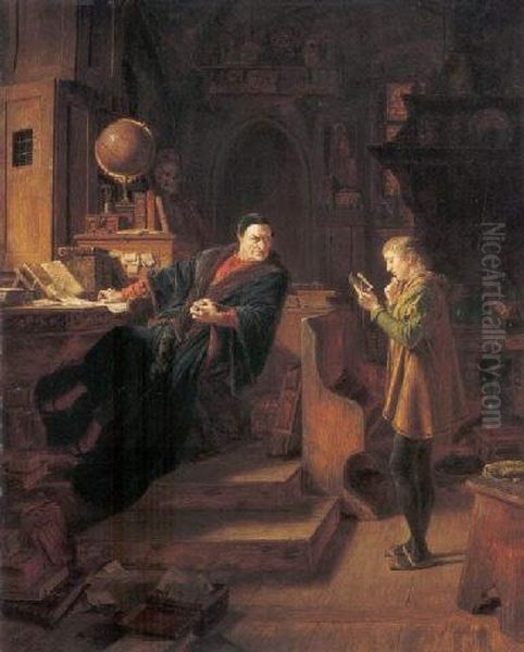 Mephisto Und Ein Student-szene Aus Faust Teil I Von Goethe by Eduard Von Grutzner