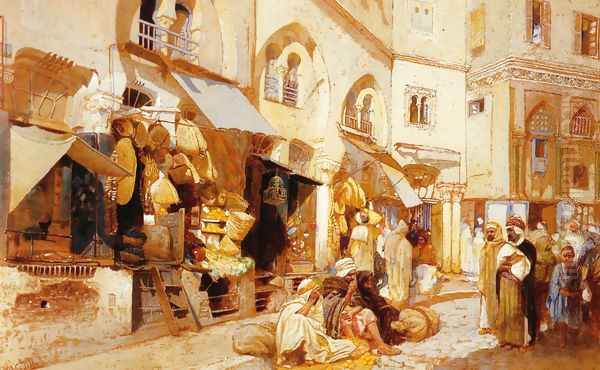 Algerian Shops Oil Painting by Louis Comfort Tiffany