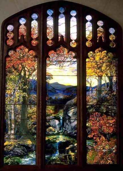 Autumn Landscape Oil Painting by Louis Comfort Tiffany