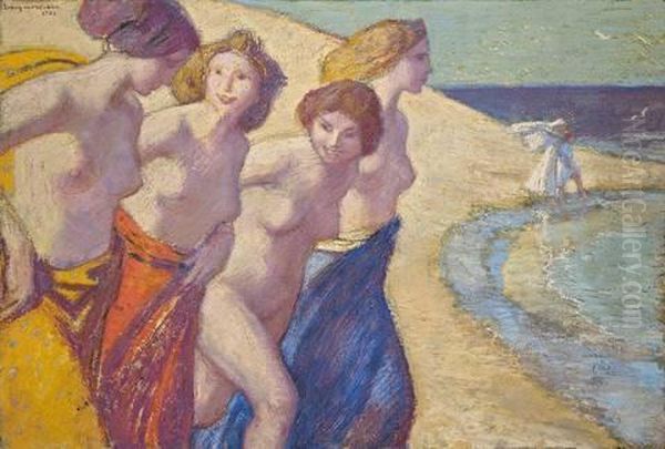 Frauen Am Meer Oil Painting by Ludwig Von Hofmann