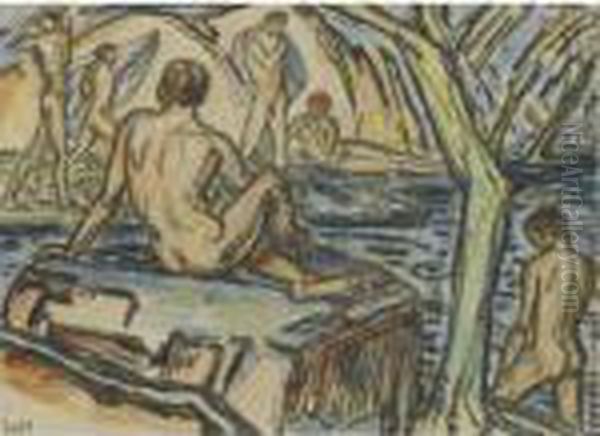 Sold For The Preservation Of The Ludwig Von Hofmann Research Archive And Collection
 

 
 
 

 
 Badende (bathing) Oil Painting by Ludwig Von Hofmann