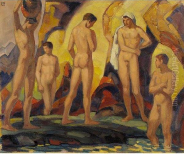 The Bathers Oil Painting by Ludwig Von Hofmann