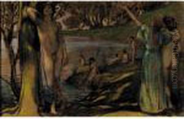 The Bathers Oil Painting by Ludwig Von Hofmann