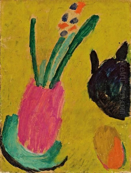 Stillleben Mit Katze Und Pinseltopf Oil Painting by Alexei Jawlensky