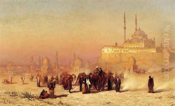 On the Way between Old and New Cairo, Citadel Mosque of Mohammed Ali, and Tombs of the Mamelukes by Louis Comfort Tiffany