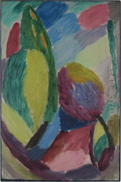 Grosse Variation: Gruner Schimmer (large Variation: Greenglimmer) Oil Painting by Alexei Jawlensky