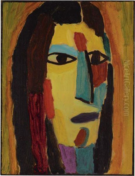 Mystischer Kopf: Johannes Der Taufer (mystical Head: John Thebaptist) Oil Painting by Alexei Jawlensky