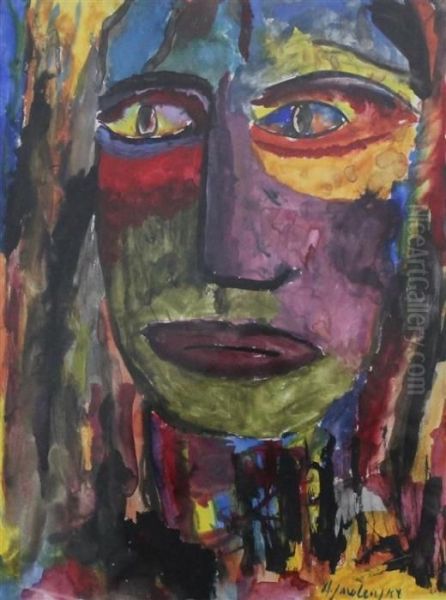 Head Of Medusa Oil Painting by Alexei Jawlensky