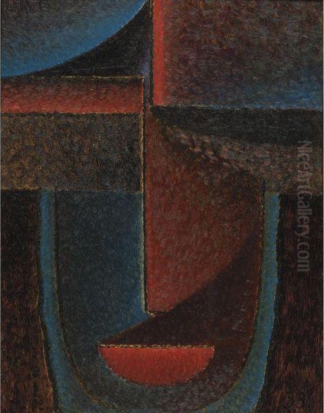 Abstrakter Kopf: Blau-rot Oil Painting by Alexei Jawlensky