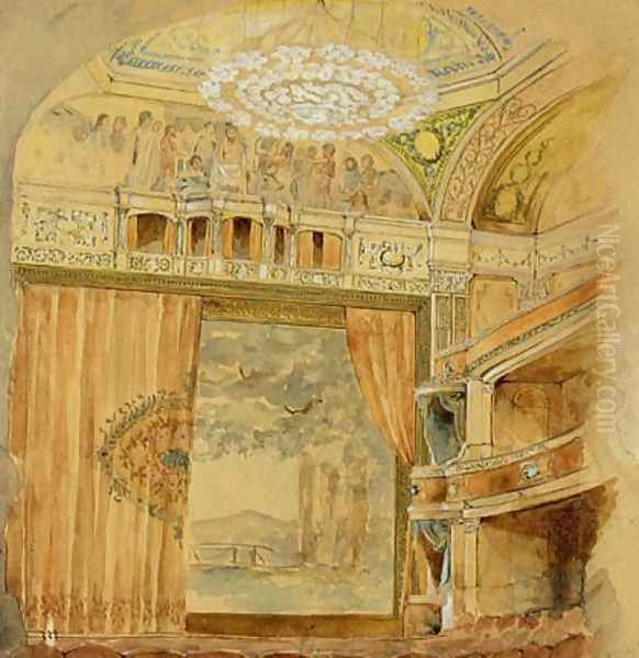 Design for Lyceum Theatre, New York Oil Painting by Louis Comfort Tiffany