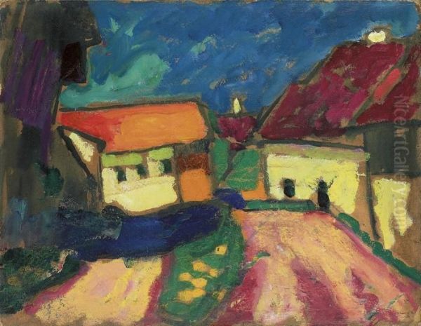 Landschaftstudie - Dorfstrasse Oil Painting by Alexei Jawlensky