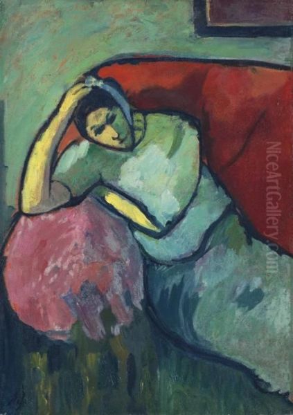 Sitzende Frau Oil Painting by Alexei Jawlensky