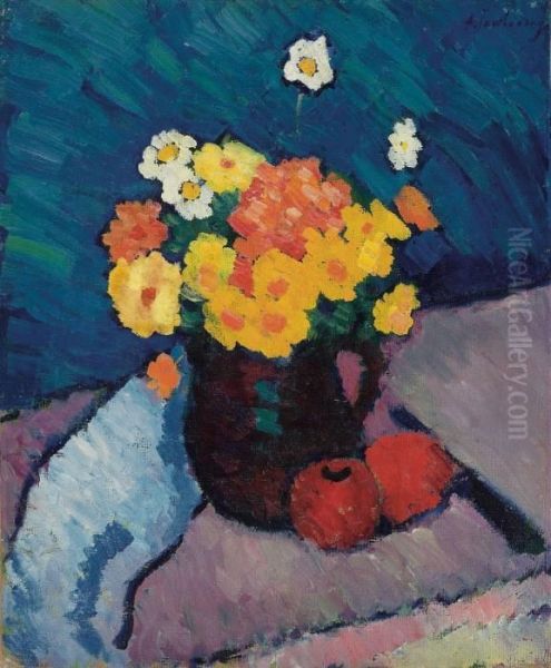 Blumenstilleben Oil Painting by Alexei Jawlensky