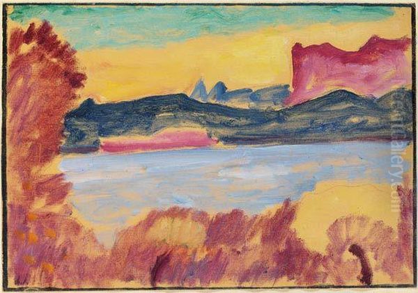 Landschaft Genfer See Oil Painting by Alexei Jawlensky