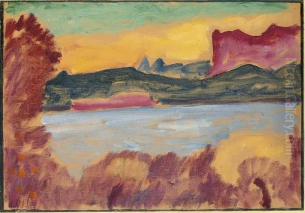 Landschaft, Genfer See Oil Painting by Alexei Jawlensky