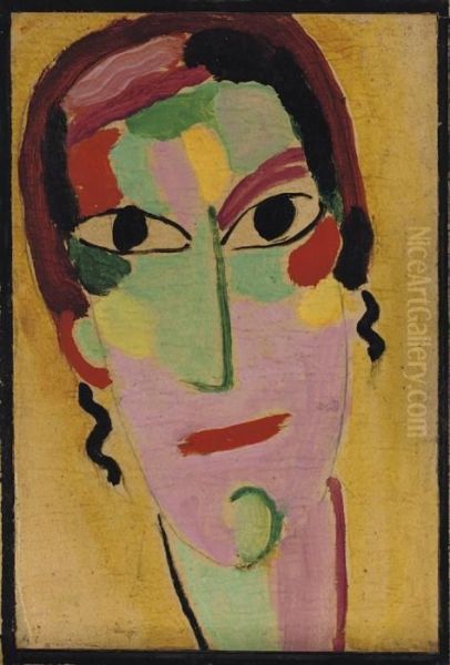 Mystischer Kopf: Ganz Erwacht Oil Painting by Alexei Jawlensky