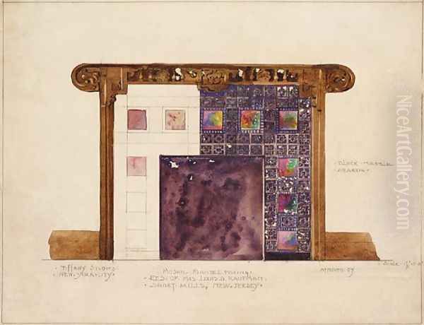 Design for Mosaic Mantel Facing in residence of Mrs. Louis G. Kaufman, Short Hills, New Jersey Oil Painting by Louis Comfort Tiffany