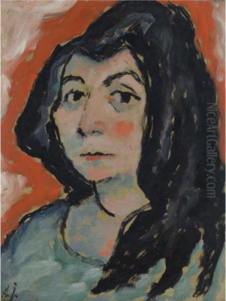 Helene Mit Offenem Haar (helene With Her Hair Down) Oil Painting by Alexei Jawlensky