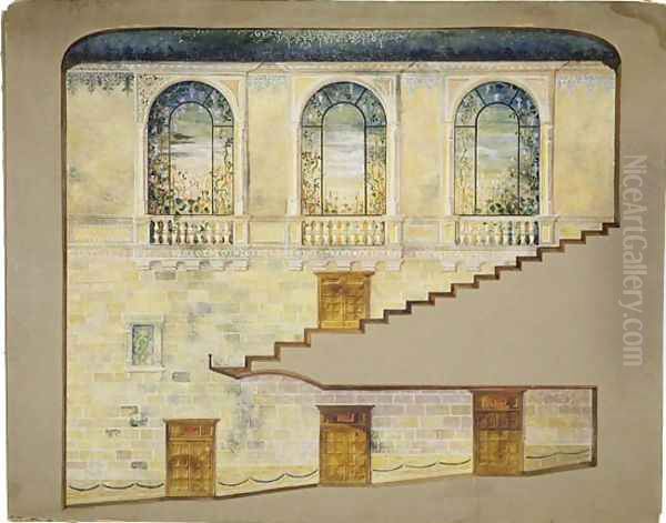 Design for Hershey Theatre, Hershey, Pennsylvania, interior wall Oil Painting by Louis Comfort Tiffany