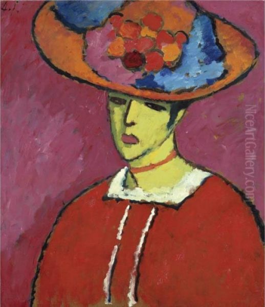 Schokko (schokko Mit Tellerhut)
 Schokko (schokko With Wide-brimmed Hat) Oil Painting by Alexei Jawlensky