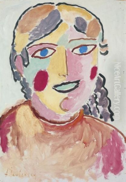 Madchen Mit Blauen Augen Und Dunklem Mund Oil Painting by Alexei Jawlensky